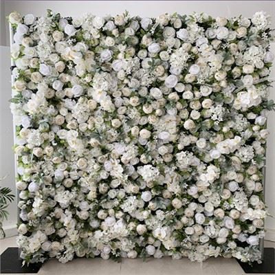 ดอกไม้ผนังสีเทาและสีขาว